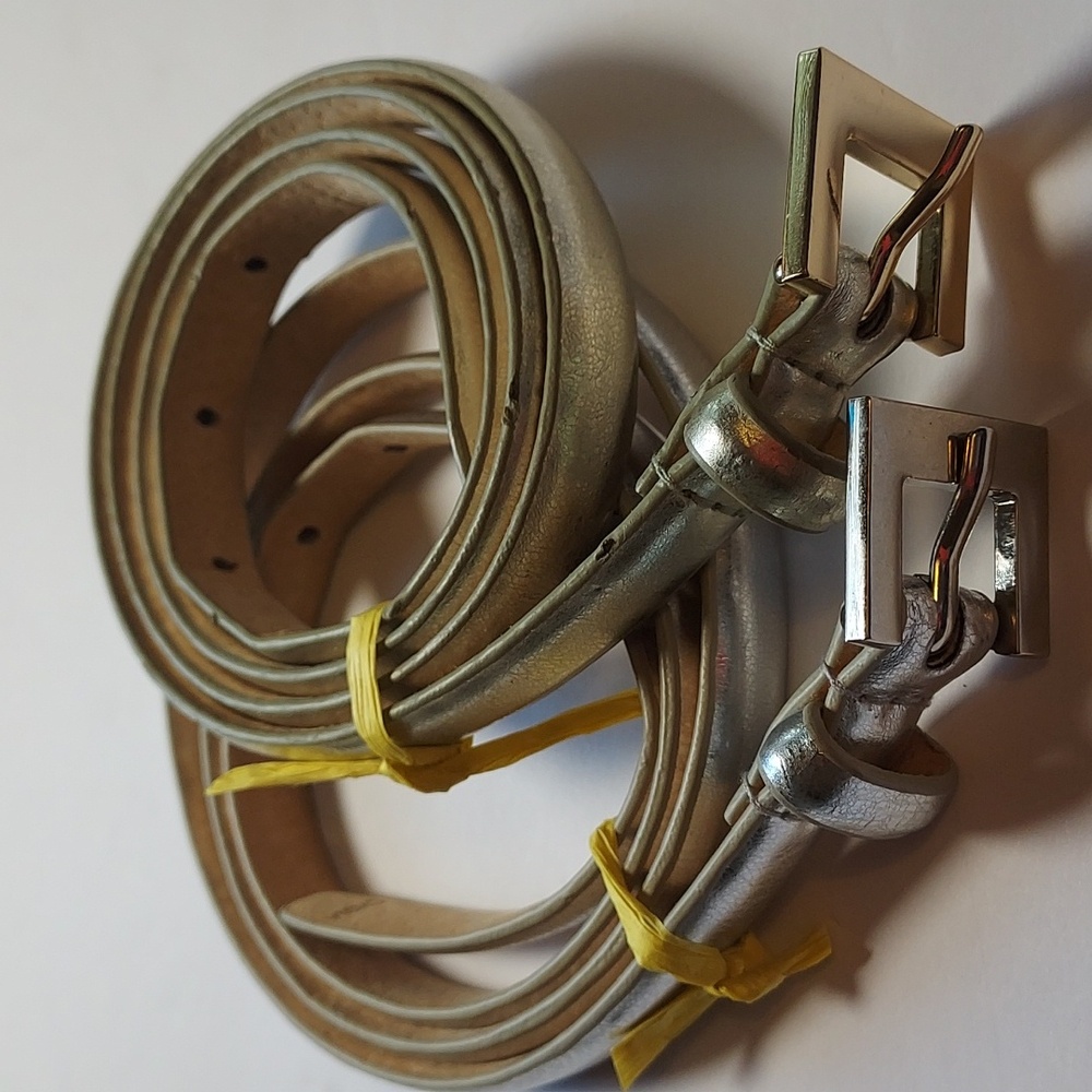 Metallic Belts Siver And Gold Set Of 2 skinny belts size L - Picture 6 of 8